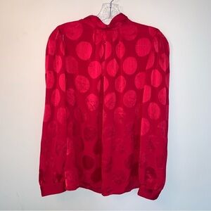 Who What Wear Long Sleeve Polka Dot High Neck Blouse Red M